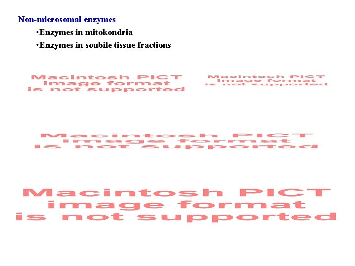 Non-microsomal enzymes • Enzymes in mitokondria • Enzymes in soubile tissue fractions 