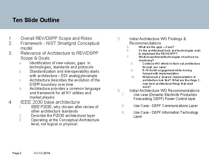 Ten Slide Outline 1. 2. 3. Overall REV/DSPP Scope and Roles Framework - NIST