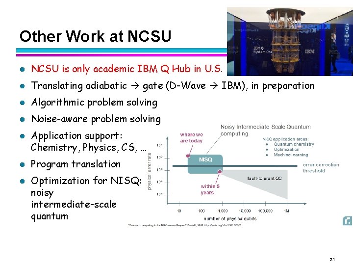 Other Work at NCSU l NCSU is only academic IBM Q Hub in U.