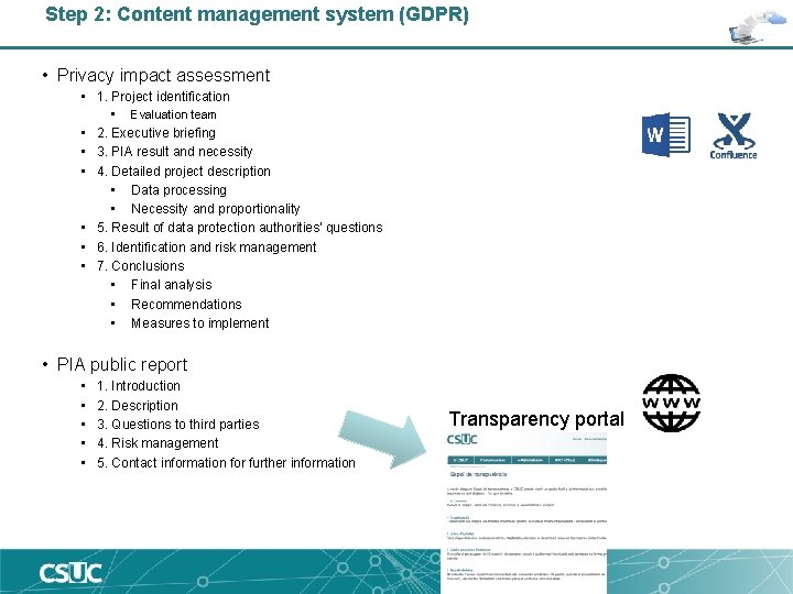 Step 2: Content management system (GDPR) • Privacy impact assessment • 1. Project identification