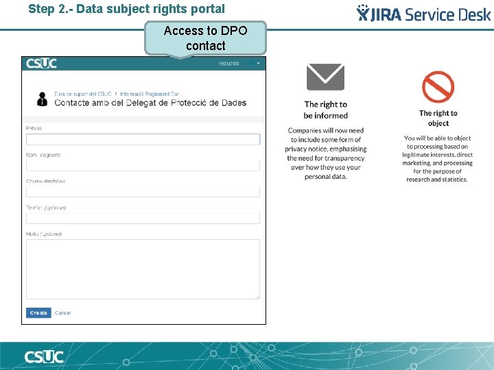 Step 2. - Data subject rights portal Access to DPO contact 