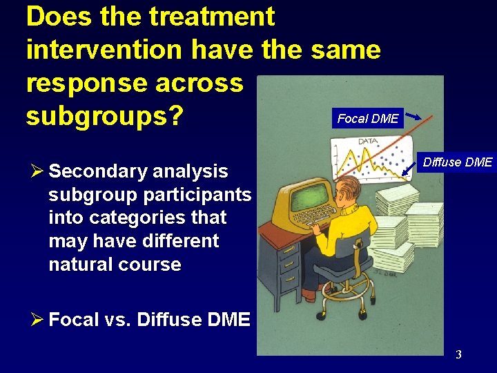 Does the treatment intervention have the same response across Focal DME subgroups? Ø Secondary