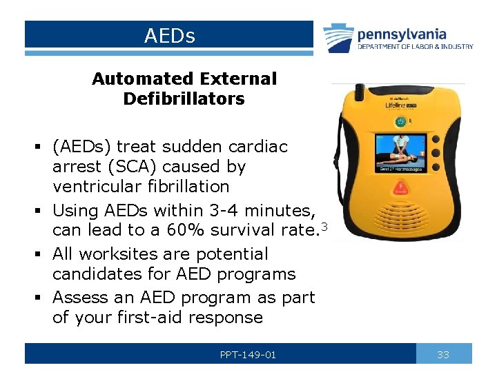 AEDs Automated External Defibrillators § (AEDs) treat sudden cardiac arrest (SCA) caused by ventricular