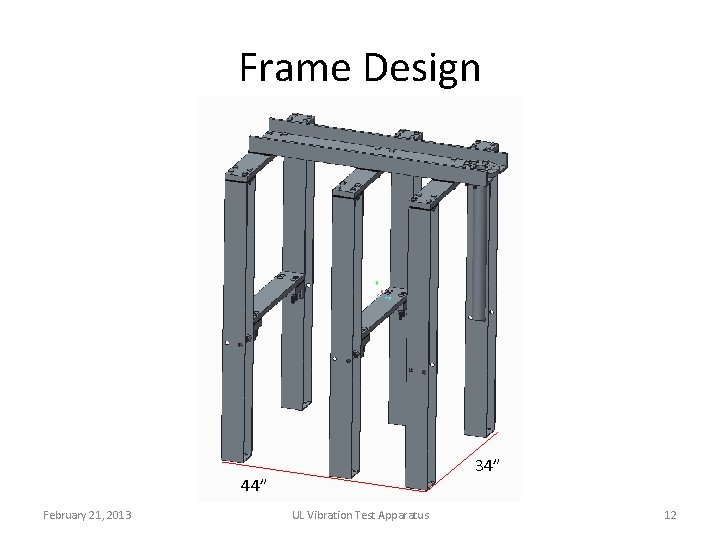 Frame Design 34” 44” February 21, 2013 UL Vibration Test Apparatus 12 