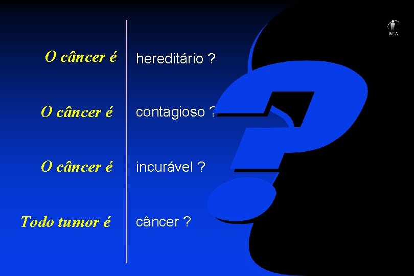 O câncer é hereditário ? O câncer é contagioso ? O câncer é incurável