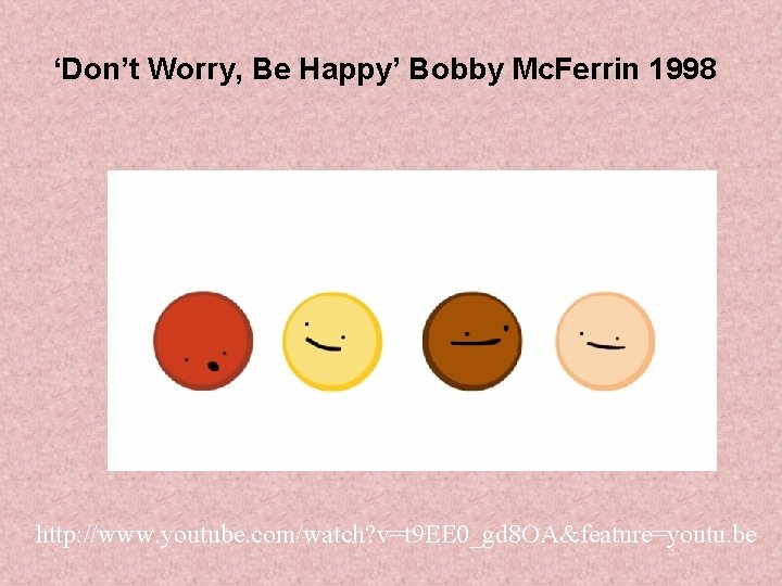 ‘Don’t Worry, Be Happy’ Bobby Mc. Ferrin 1998 http: //www. youtube. com/watch? v=t 9