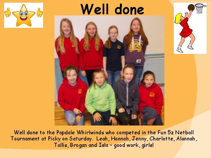 Well done to the Papdale Whirlwinds who competed in the Fun 5 z Netball