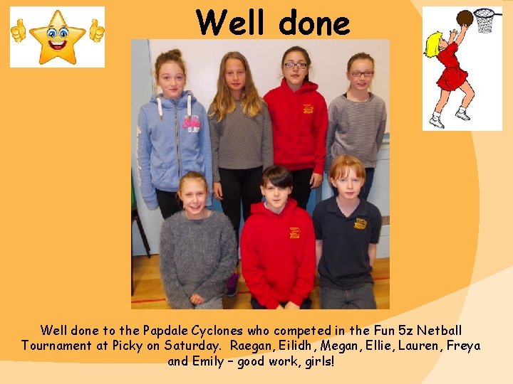 Well done to the Papdale Cyclones who competed in the Fun 5 z Netball