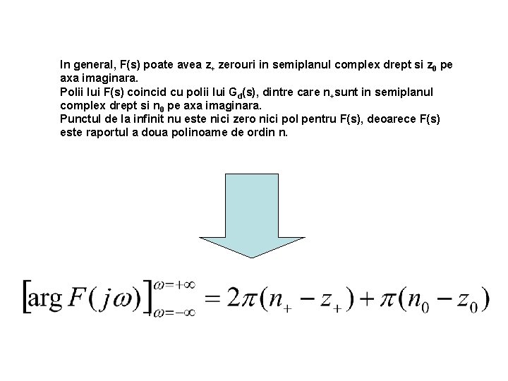 In general, F(s) poate avea z+ zerouri in semiplanul complex drept si z 0 In general, F(s) poate avea z+ zerouri in semiplanul complex drept si z 0