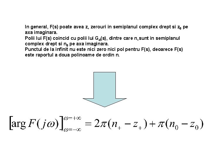 In general, F(s) poate avea z+ zerouri in semiplanul complex drept si z 0