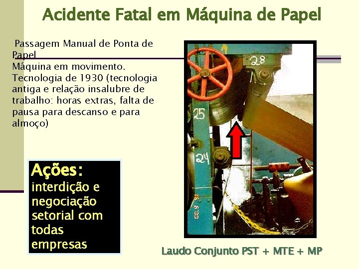 Acidente Fatal em Máquina de Papel Passagem Manual de Ponta de Papel Máquina em