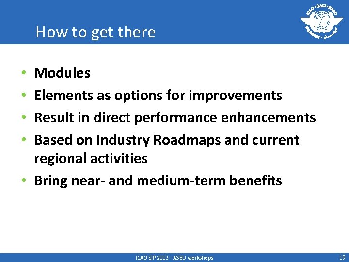 How to get there Modules Elements as options for improvements Result in direct performance