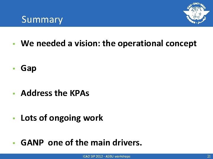 Summary • We needed a vision: the operational concept • Gap • Address the