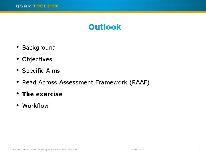 Outlook • • • Background Objectives Specific Aims Read Across Assessment Framework (RAAF) The