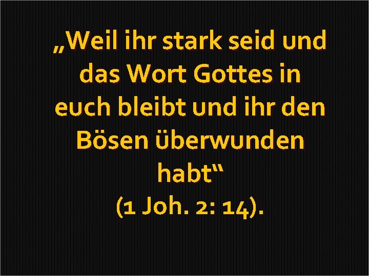 „Weil ihr stark seid und das Wort Gottes in euch bleibt und ihr den