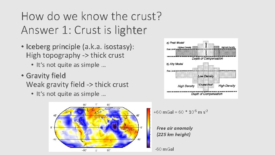 How do we know the crust? Answer 1: Crust is lighter • Iceberg principle
