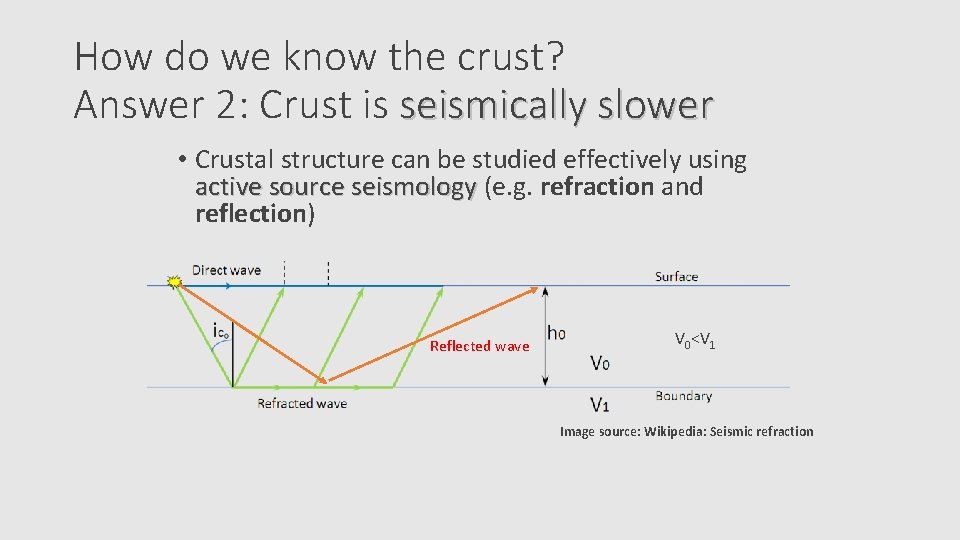 How do we know the crust? Answer 2: Crust is seismically slower • Crustal
