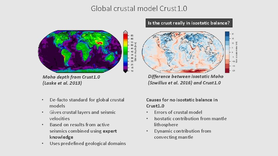 Global crustal model Crust 1. 0 Is the crust really in isostatic balance? Moho