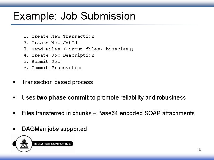 Example: Job Submission 1. 2. 3. 4. 5. 6. Create New Transaction Create New