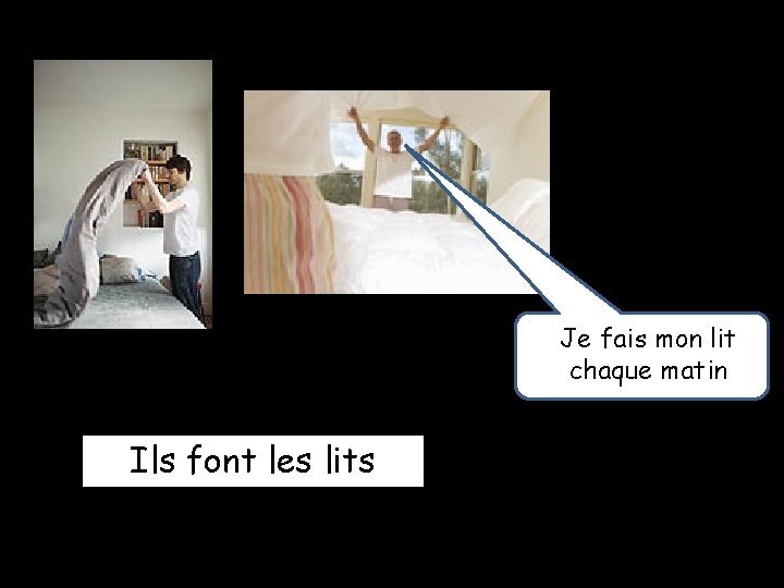 Je fais mon lit chaque matin Ils font les lits 