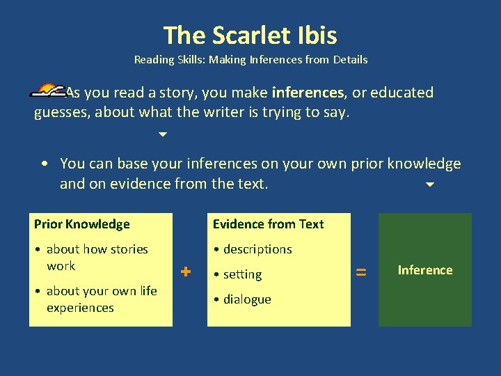 The Scarlet Ibis Reading Skills: Making Inferences from Details As you read a story,