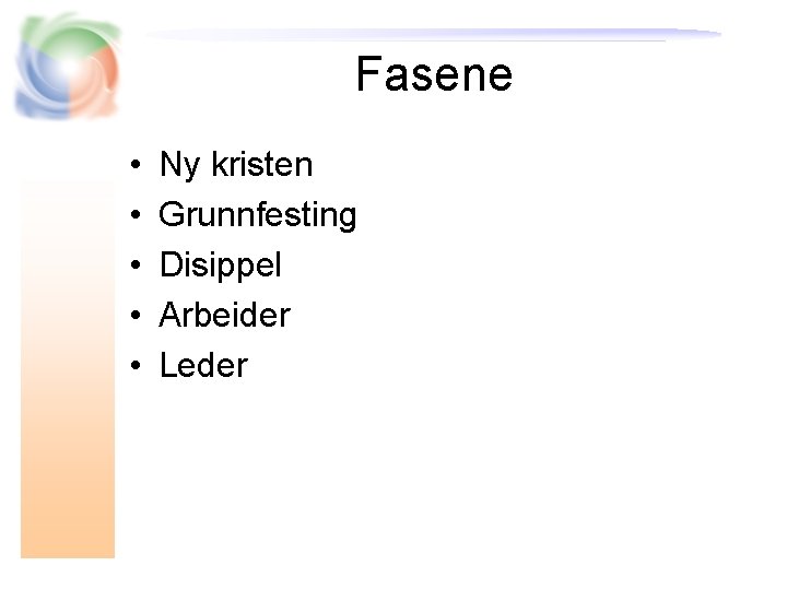 Fasene • • • Ny kristen Grunnfesting Disippel Arbeider Leder 