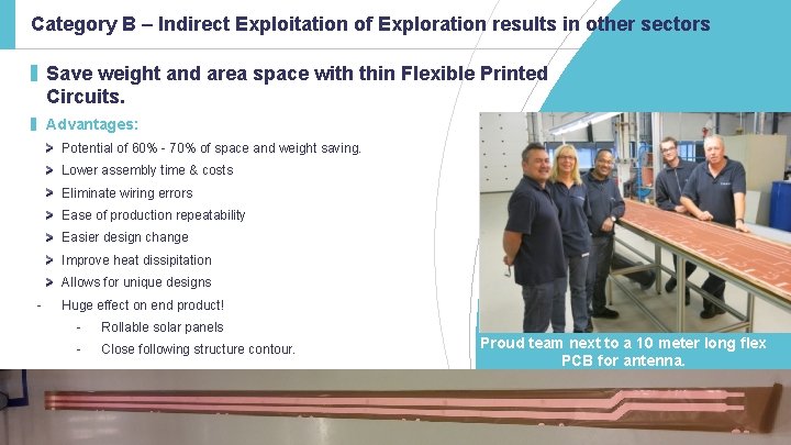 Category B – Indirect Exploitation of Exploration results in other sectors ▌ Save weight