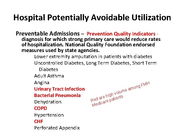 Hospital Potentially Avoidable Utilization Preventable Admissions – Prevention Quality Indicators - diagnosis for which