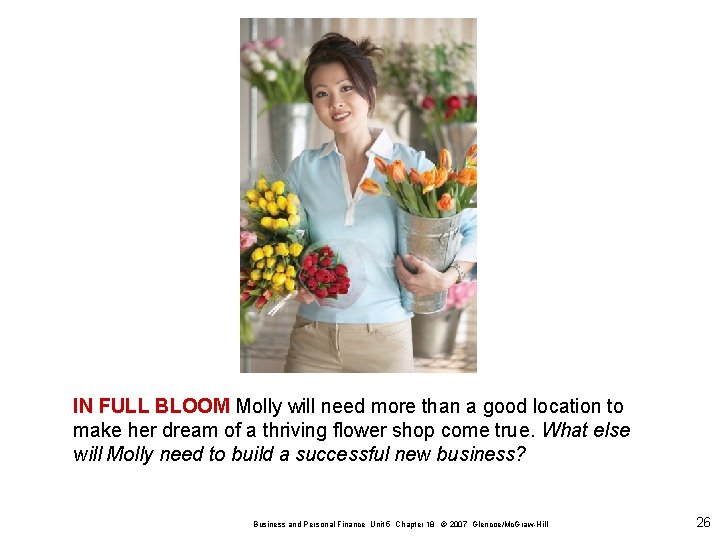 IN FULL BLOOM Molly will need more than a good location to make her