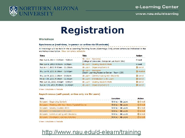 Registration http: //www. nau. edu/d-elearn/training 