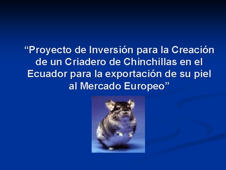 “Proyecto de Inversión para la Creación de un Criadero de Chinchillas en el Ecuador
