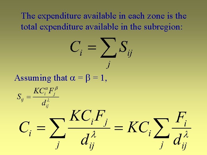 The expenditure available in each zone is the total expenditure available in the subregion: