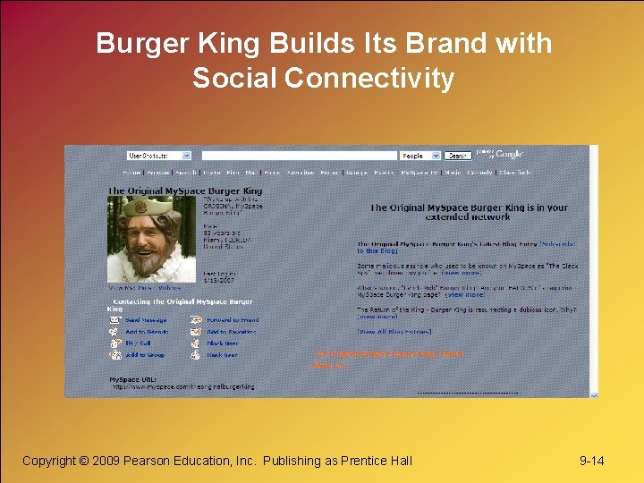 Burger King Builds Its Brand with Social Connectivity Copyright © 2009 Pearson Education, Inc.