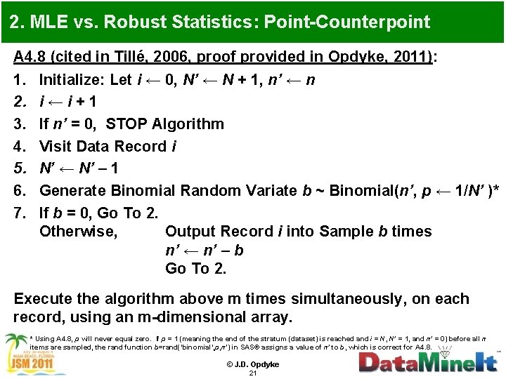 2. MLE vs. Robust Statistics: Point-Counterpoint A 4. 8 (cited in Tillé, 2006, proof