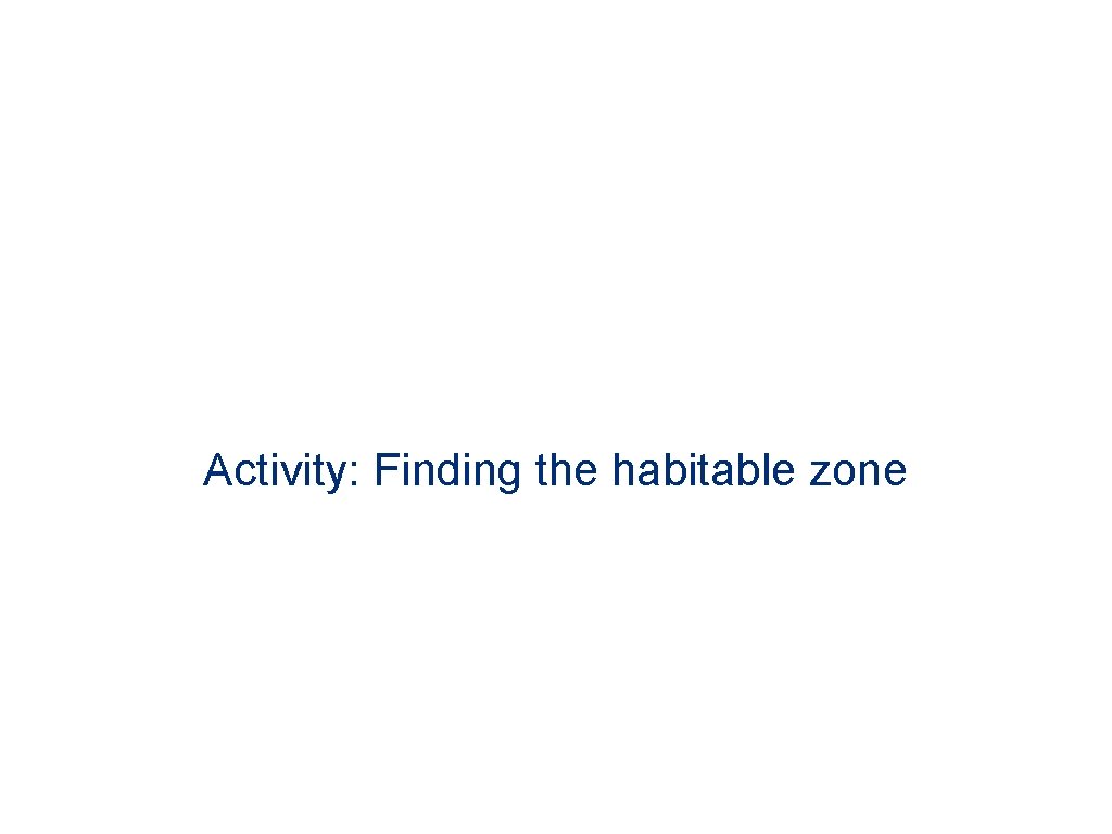 Activity: Finding the habitable zone 