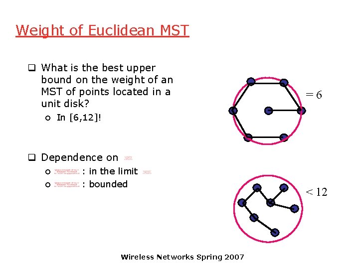 Weight of Euclidean MST q What is the best upper bound on the weight