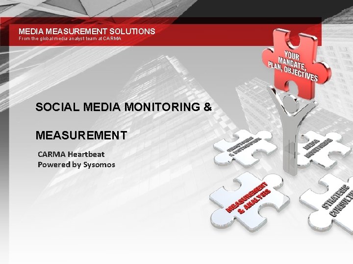 MEDIA MEASUREMENT SOLUTIONS From the global media analyst team at CARMA SOCIAL MEDIA MONITORING