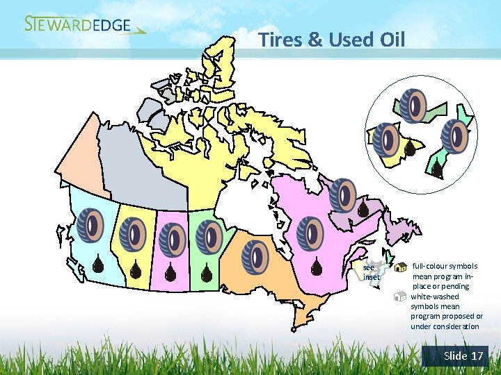 Tires & Used Oil see inset full-colour symbols mean program inplace or pending white-washed