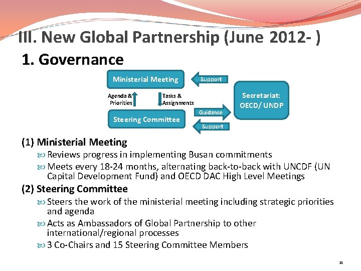 III. New Global Partnership (June 2012 - ) 1. Governance Ministerial Meeting Agenda &