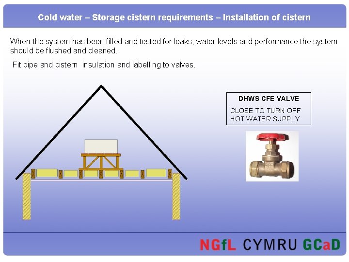 Cold water – Storage cistern requirements – Installation of cistern When the system has