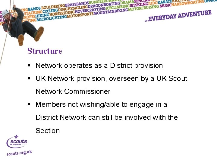 Structure Network operates as a District provision UK Network provision, overseen by a UK