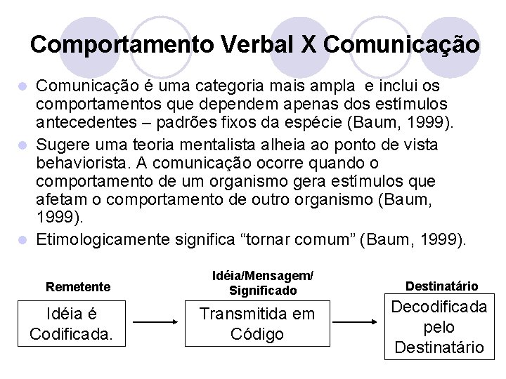 Comportamento Verbal X Comunicação é uma categoria mais ampla e inclui os comportamentos que