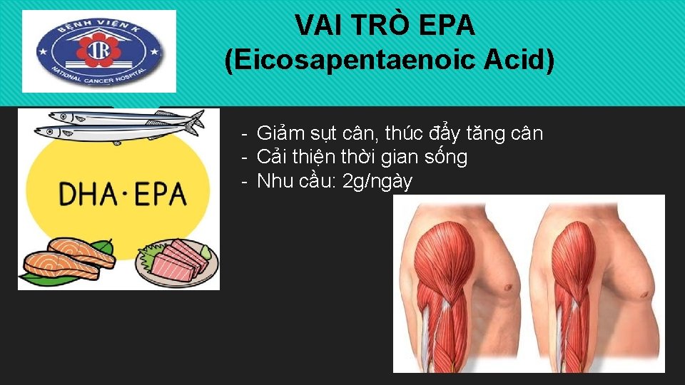 VAI TRÒ EPA (Eicosapentaenoic Acid) - Giảm sụt cân, thúc đẩy tăng cân -