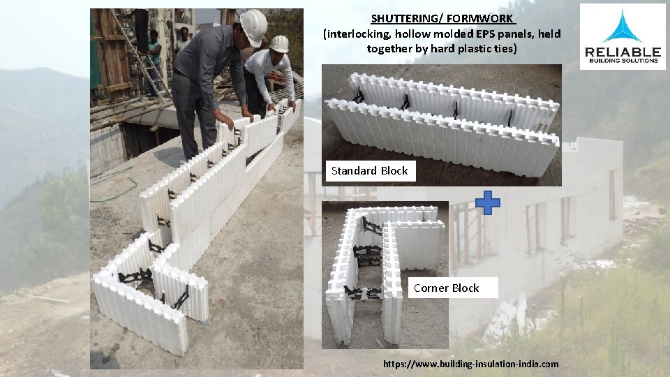 SHUTTERING/ FORMWORK (interlocking, hollow molded EPS panels, held together by hard plastic ties) Standard