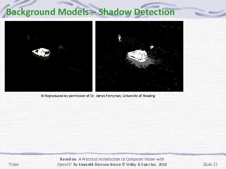 Background Models – Shadow Detection © Reproduced by permission of Dr. James Ferryman, University