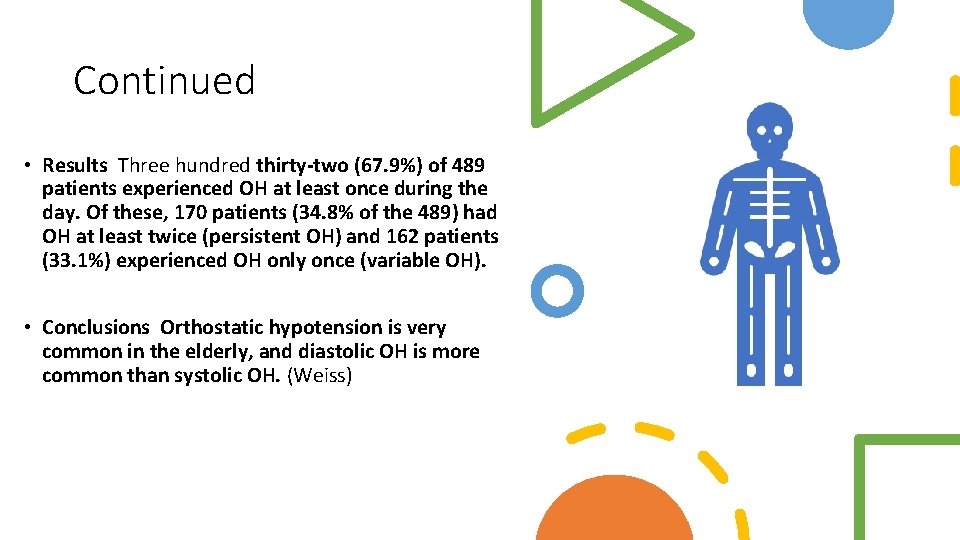 Continued • Results Three hundred thirty-two (67. 9%) of 489 patients experienced OH at