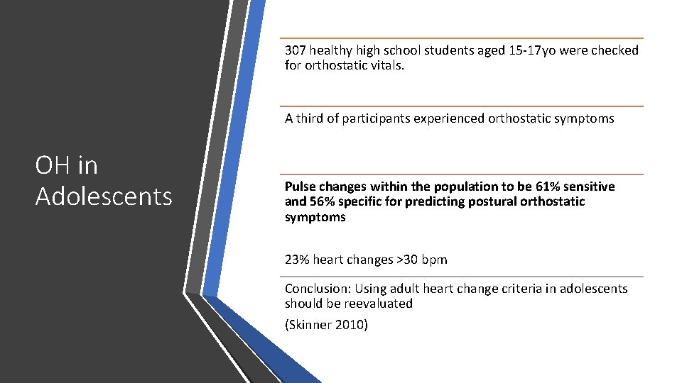 307 healthy high school students aged 15‐ 17 yo were checked for orthostatic vitals.