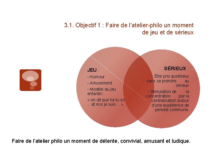 3. 1. Objectif 1 : Faire de l’atelier-philo un moment de jeu et de