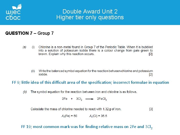 Double Award Unit 2 Higher tier only questions QUESTION 7 – Group 7 FF