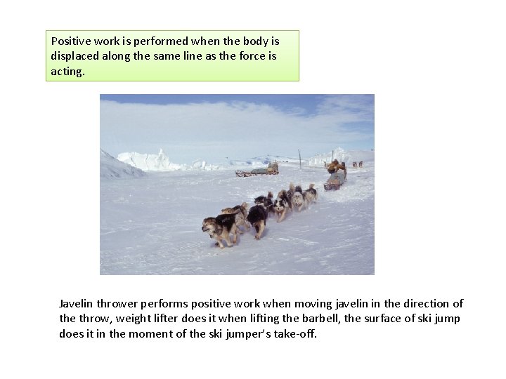 Positive work is performed when the body is displaced along the same line as